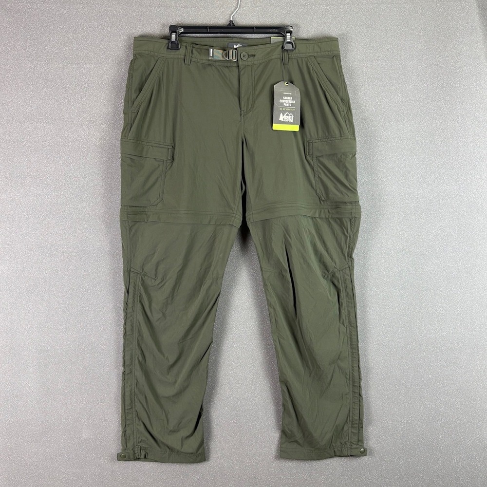 REI Sahara Convertible Pants Womens‎ 16 Petite Dark Army Green Hiking Outdoor